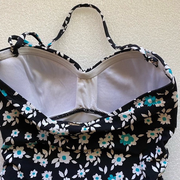 Anne Cole One Piece Shirred Front Floral Bandeau Swimsuit Size 6 - Picture 11 of 13